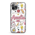 Cute Kawaii School Supplies Cat Printed Design Custom Name Protective Phone Case Mobile Cover Durable Everyday Smartphone Shock Resistant