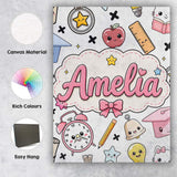 Personalised Name Cute Kawaii School Custom Premium Decorative Design Modern Room Accent Canvas Wall Art Print Decor Picture Ready to Hang