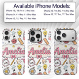 Cute Kawaii School Supplies Cat Printed Design Custom Name Protective Phone Case Mobile Cover Durable Everyday Smartphone Shock Resistant