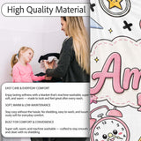 Cute Kawaii School Supplies Cat Books Grey Background Seamless  Personalised Custom Name Super Soft Fleece Blanket Bed Sofa Throw