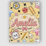 Personalised Name Cute Kawaii School Custom Premium Decorative Design Modern Room Accent Canvas Wall Art Print Decor Picture Ready to Hang