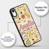 Cute Kawaii School Supplies Cat Printed Design Custom Name Protective Phone Case Mobile Cover Durable Everyday Smartphone Shock Resistant