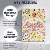 Personalised Name Cute Kawaii School Custom Premium Decorative Design Modern Room Accent Canvas Wall Art Print Decor Picture Ready to Hang
