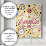 Personalised Name Cute Kawaii School Custom Premium Decorative Design Modern Room Accent Canvas Wall Art Print Decor Picture Ready to Hang