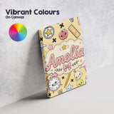 Personalised Name Cute Kawaii School Custom Premium Decorative Design Modern Room Accent Canvas Wall Art Print Decor Picture Ready to Hang