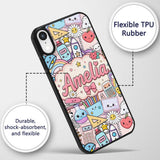 Cute Kawaii Busy School Supplies Printed Design Custom Name Protective Phone Case Mobile Cover Durable Everyday Smartphone Shock Resistant