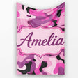 Pink Purple Camouflage Fashion Style Seamless Pattern Lovely  Personalised Custom Name Super Soft Fleece Blanket Bed Sofa Throw