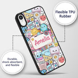 Cute Kawaii Busy School Supplies Printed Design Custom Name Protective Phone Case Mobile Cover Durable Everyday Smartphone Shock Resistant