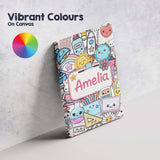Personalised Name Cute Kawaii Busy School Custom  Unique Gift Idea Elegant Feature Canvas Wall Art Print Decor Picture Ready to Hang