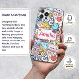 Cute Kawaii Busy School Supplies Printed Design Custom Name Protective Phone Case Mobile Cover Durable Everyday Smartphone Shock Resistant