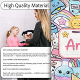 Cute Kawaii Busy School Supplies Desk Grey Background Seamless  Personalised Custom Name Super Soft Fleece Blanket Bed Sofa Throw