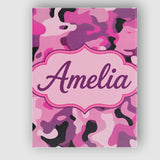 Personalised Name Pink Purple Camouflage Fashion Style Seamless Custom  Statement Canvas Wall Art Print Decor Picture Ready to Hang