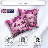 Custom Name Pink Purple Camouflage Fashion Style Seamless Lovely Square Filled Cushion Throw Pillow Sofa Bed Home Decor Zip Washable UK Made