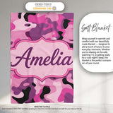 Pink Purple Camouflage Fashion Style Seamless Pattern Lovely  Personalised Custom Name Super Soft Fleece Blanket Bed Sofa Throw
