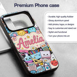Cute Kawaii School Supplies Desk Rainbow Sun Custom Name Protective Phone Case Mobile Cover Durable Everyday Smartphone Shock Resistant
