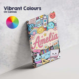 Personalised Name Cute Kawaii School Custom Premium Decorative Design Modern Room Accent Canvas Wall Art Print Decor Picture Ready to Hang