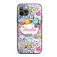 Cute Kawaii School Supplies Desk Rainbow Sun Custom Name Protective Phone Case Mobile Cover Durable Everyday Smartphone Shock Resistant