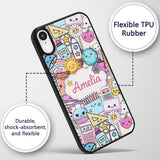 Cute Kawaii School Supplies Desk Rainbow Sun Custom Name Protective Phone Case Mobile Cover Durable Everyday Smartphone Shock Resistant