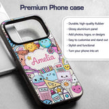 Cute Kawaii School Supplies Desk Rainbow Sun Custom Name Protective Phone Case Mobile Cover Durable Everyday Smartphone Shock Resistant