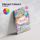 Personalised Name Cute Kawaii School Custom Premium Decorative Design Modern Room Accent Canvas Wall Art Print Decor Picture Ready to Hang