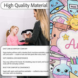 Cute Kawaii School Supplies Desk Rainbow Sun Globe Cream Seamless  Personalised Custom Name Super Soft Fleece Blanket Bed Sofa Throw