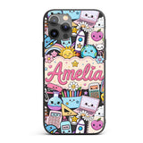 Cute Kawaii School Supplies Desk Rainbow Sun Custom Name Protective Phone Case Mobile Cover Durable Everyday Smartphone Shock Resistant