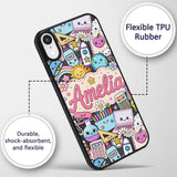 Cute Kawaii School Supplies Desk Rainbow Sun Custom Name Protective Phone Case Mobile Cover Durable Everyday Smartphone Shock Resistant