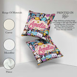 Custom Name Kawaii Supplies Desk Rainbow Sun Globe Dark Seamless Square Filled Cushion Throw Pillow Sofa Bed Home Decor Zip Washable UK Made