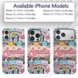 Cute Kawaii School Supplies Desk Rainbow Sun Custom Name Protective Phone Case Mobile Cover Durable Everyday Smartphone Shock Resistant