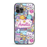 Cute Kawaii School Supplies Desk Rainbow Sun Custom Name Protective Phone Case Mobile Cover Durable Everyday Smartphone Shock Resistant
