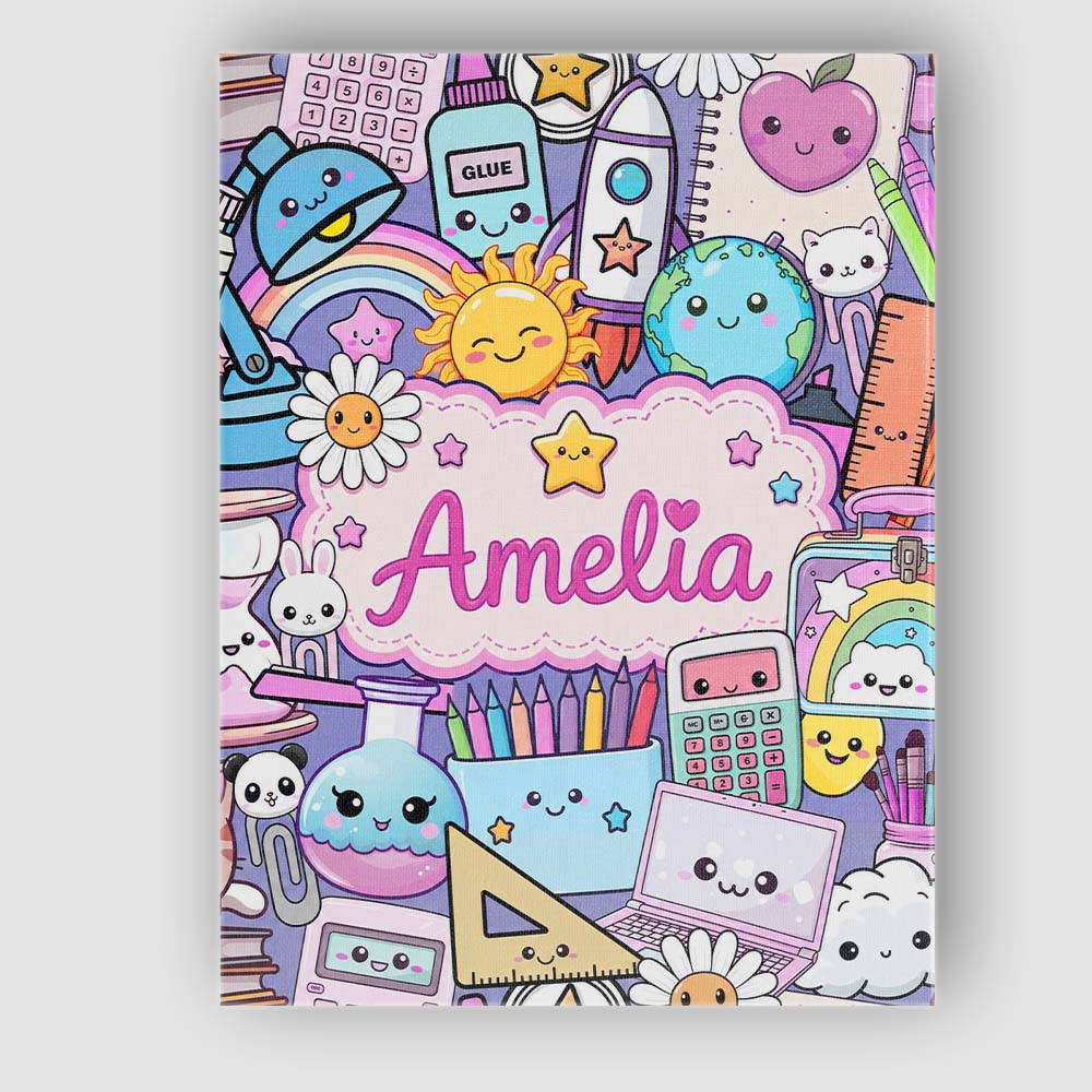Personalised Name Cute Kawaii School Custom Premium Decorative Design Modern Room Accent Canvas Wall Art Print Decor Picture Ready to Hang