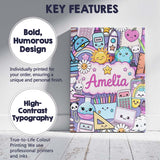 Personalised Name Cute Kawaii School Custom Premium Decorative Design Modern Room Accent Canvas Wall Art Print Decor Picture Ready to Hang