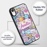 Cute Kawaii School Supplies Desk Rainbow Sun Custom Name Protective Phone Case Mobile Cover Durable Everyday Smartphone Shock Resistant