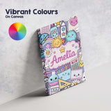 Personalised Name Cute Kawaii School Custom Premium Decorative Design Modern Room Accent Canvas Wall Art Print Decor Picture Ready to Hang