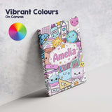 Personalised Name Cute Kawaii School Custom Premium Decorative Design Modern Room Accent Canvas Wall Art Print Decor Picture Ready to Hang