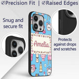 Cute Kawaii Graduation Student Art Supplies Blue Custom Name Protective Phone Case Mobile Cover Durable Everyday Smartphone Shock Resistant