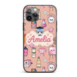 Cute Kawaii Graduation Student Art Supplies Peach Custom Name Protective Phone Case Mobile Cover Durable Everyday Smartphone Shock Resistant
