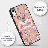 Cute Kawaii Graduation Student Art Supplies Peach Custom Name Protective Phone Case Mobile Cover Durable Everyday Smartphone Shock Resistant