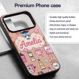Cute Kawaii Graduation Student Art Supplies Peach Custom Name Protective Phone Case Mobile Cover Durable Everyday Smartphone Shock Resistant