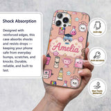 Cute Kawaii Graduation Student Art Supplies Peach Custom Name Protective Phone Case Mobile Cover Durable Everyday Smartphone Shock Resistant