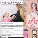 Cute Kawaii Graduation Student Art Supplies Peach Seamless Pattern  Personalised Custom Name Super Soft Fleece Blanket Bed Sofa Throw