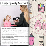 Cute Kawaii Graduation Student Art Supplies Neutral Seamless  Personalised Custom Name Super Soft Fleece Blanket Bed Sofa Throw