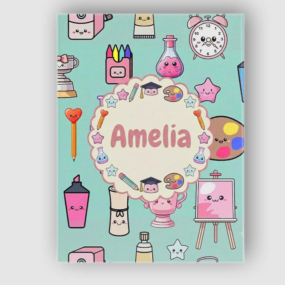 Personalised Name Cute Kawaii Graduation Custom  Unique Gift Idea Elegant Feature Canvas Wall Art Print Decor Picture Ready to Hang