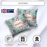 Custom Name Kawaii Graduation Student Art Supplies Seamless Name Square Filled Cushion Throw Pillow Sofa Bed Home Decor Zip Washable UK Made