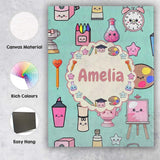 Personalised Name Cute Kawaii Graduation Custom  Unique Gift Idea Elegant Feature Canvas Wall Art Print Decor Picture Ready to Hang