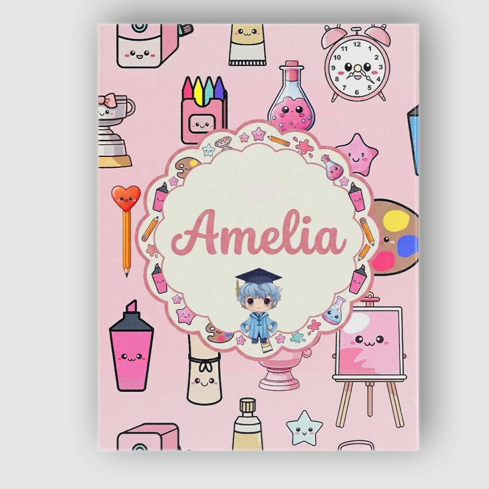 Personalised Name Cute Kawaii Graduation Custom  Unique Gift Idea Elegant Feature Canvas Wall Art Print Decor Picture Ready to Hang