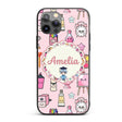 Cute Kawaii Graduation Student Art Supplies Pink Custom Name Protective Phone Case Mobile Cover Durable Everyday Smartphone Shock Resistant
