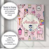 Personalised Name Cute Kawaii Graduation Custom  Unique Gift Idea Elegant Feature Canvas Wall Art Print Decor Picture Ready to Hang