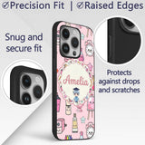 Cute Kawaii Graduation Student Art Supplies Pink Custom Name Protective Phone Case Mobile Cover Durable Everyday Smartphone Shock Resistant