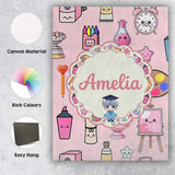 Personalised Name Cute Kawaii Graduation Custom  Unique Gift Idea Elegant Feature Canvas Wall Art Print Decor Picture Ready to Hang